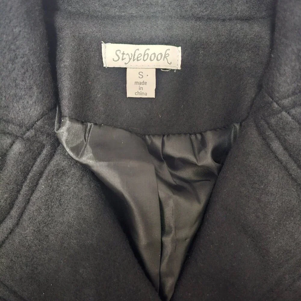 NEW Stylebook Trendy Plus Size Double-Breasted Black Peacoat – Size Small - Picture 4 of 6